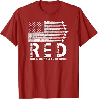American Flag RED Friday Remember Everyone Deployed Military T-Shirt
