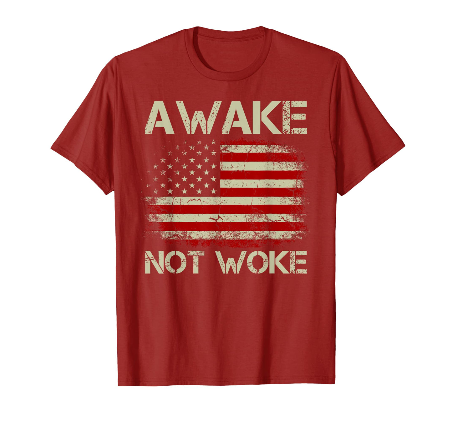 Vintage Old American Flag Awake Not Woke Men T-Shirt