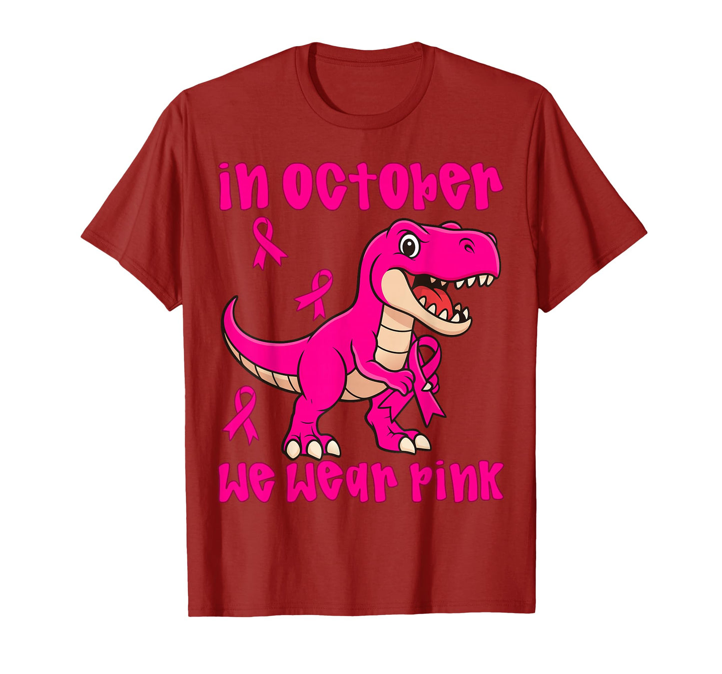 in October We Wear Pink Breast Cancer Trex for Boys Kids T-Shirt