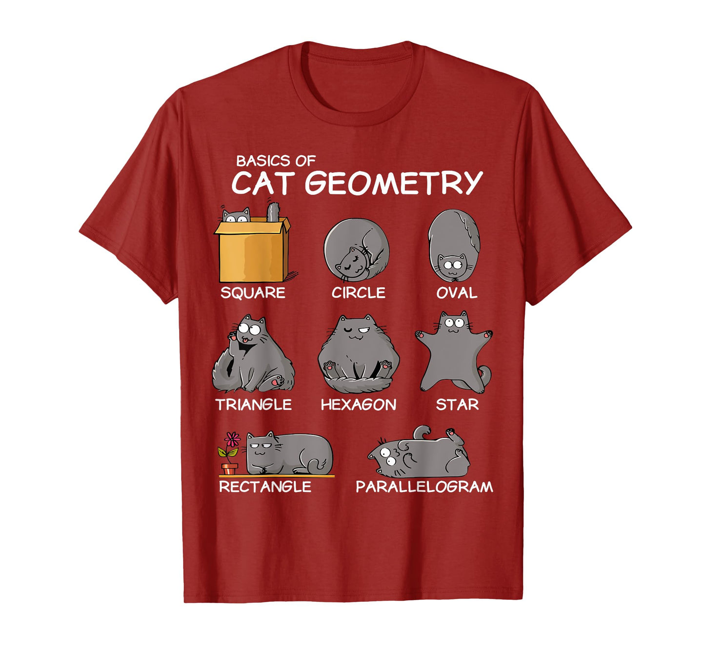 Cat Geometry Math Funny Cat Gifts For Cat Dad, Cat Mom, Kids T-Shirt, Small, Black