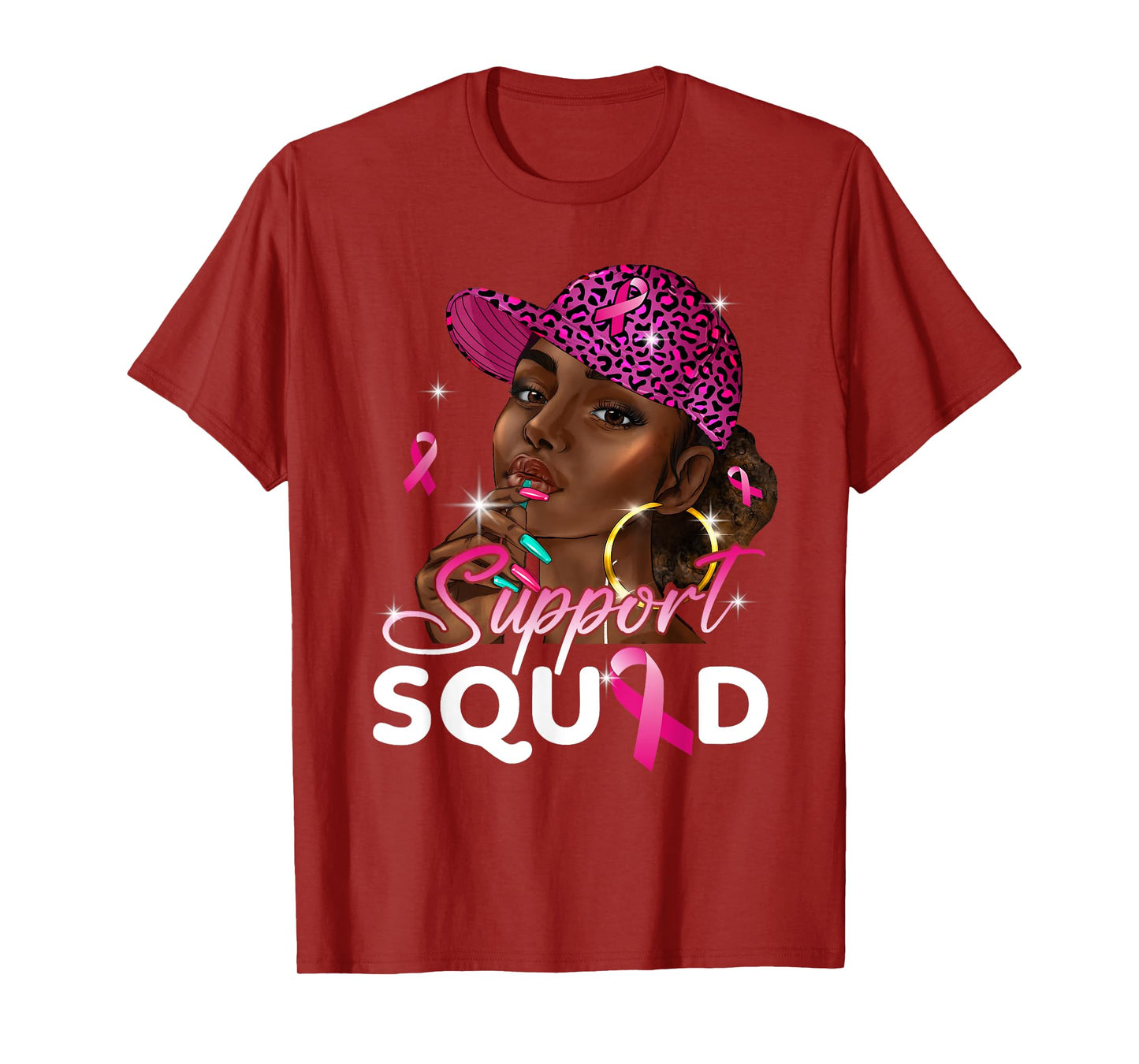Black Girl Black Woman Breast Cancer Awareness Pink Ribbon T-Shirt