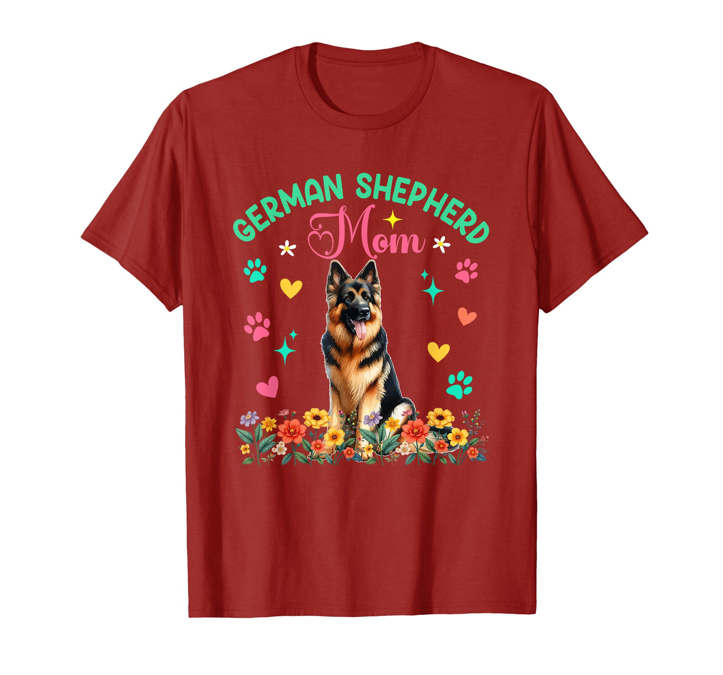 German Shepherd Mom Mother's Day Floral Cute Dog Owner Group T-Shirt
