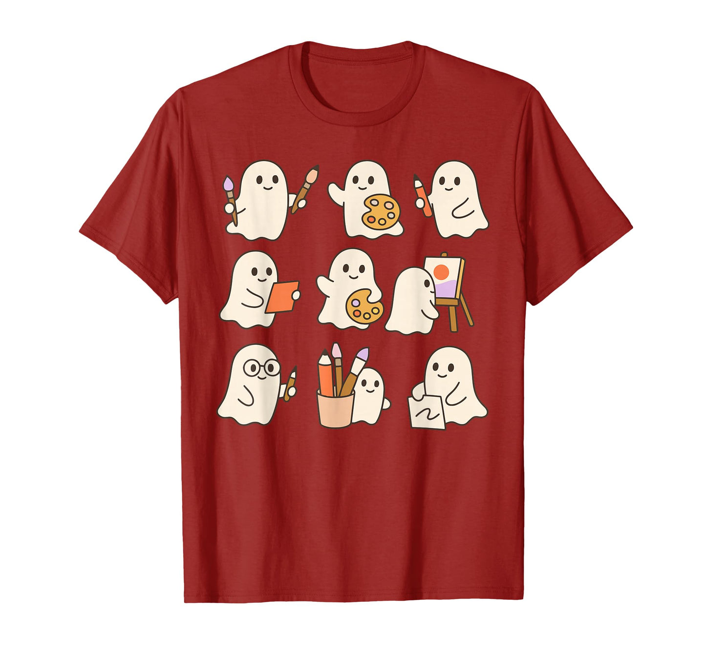 Art Teacher Ghost Halloween Artists Painter Teacher Spooky T-Shirt