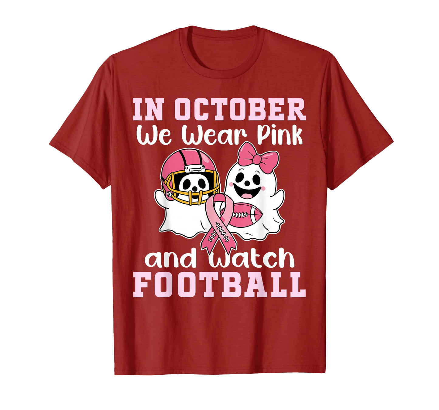 Football Breast Cancer Halloween in October we wear Pink Men T-Shirt