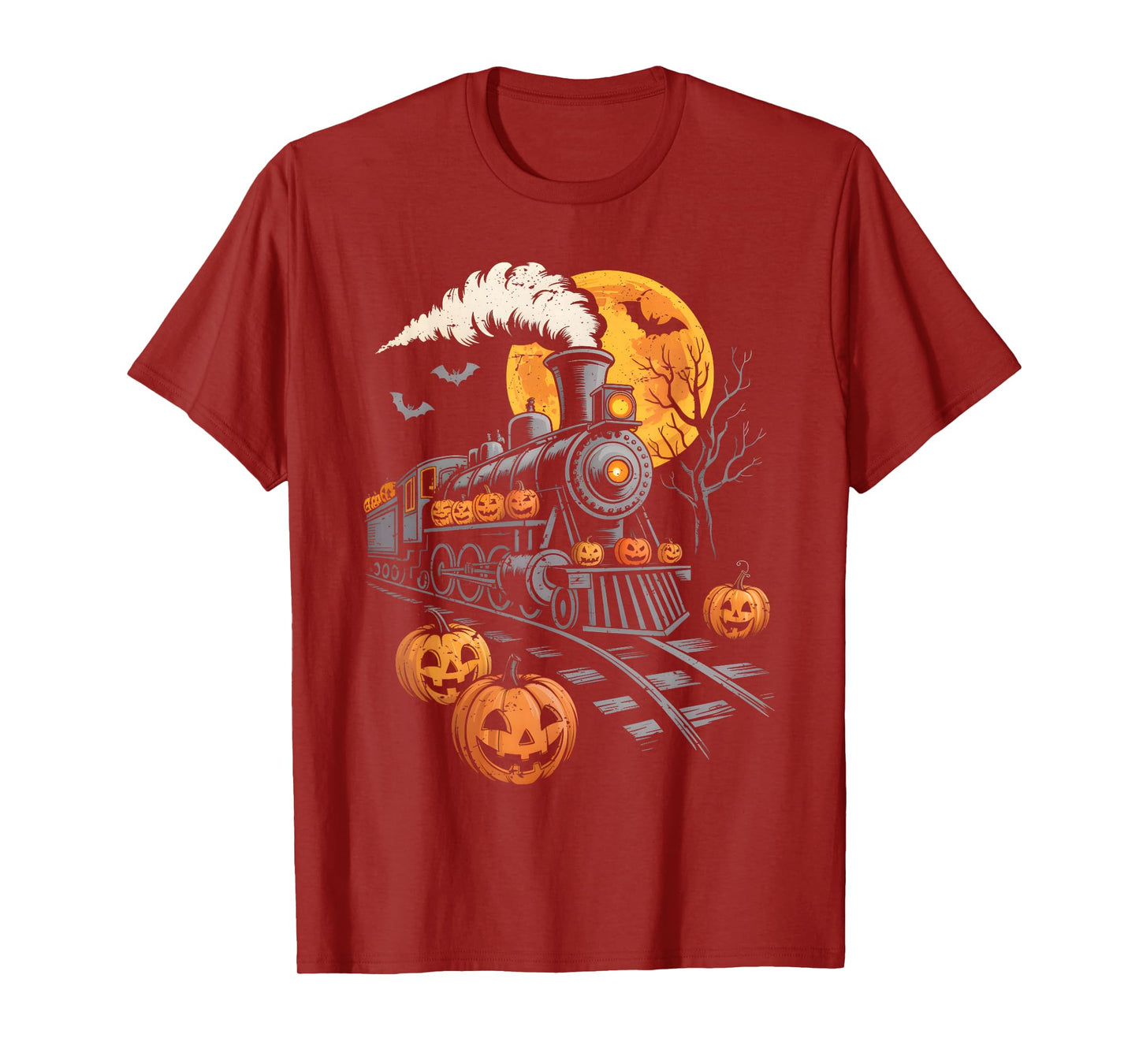 Vintage Halloween Train Jack O Lantern Pumpkin Men Women Kid T-Shirt
