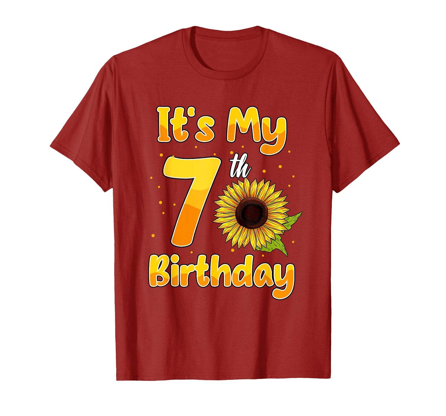 It's My 7th Birthday Sunflower Theme Party 7 Year Old T-Shirt