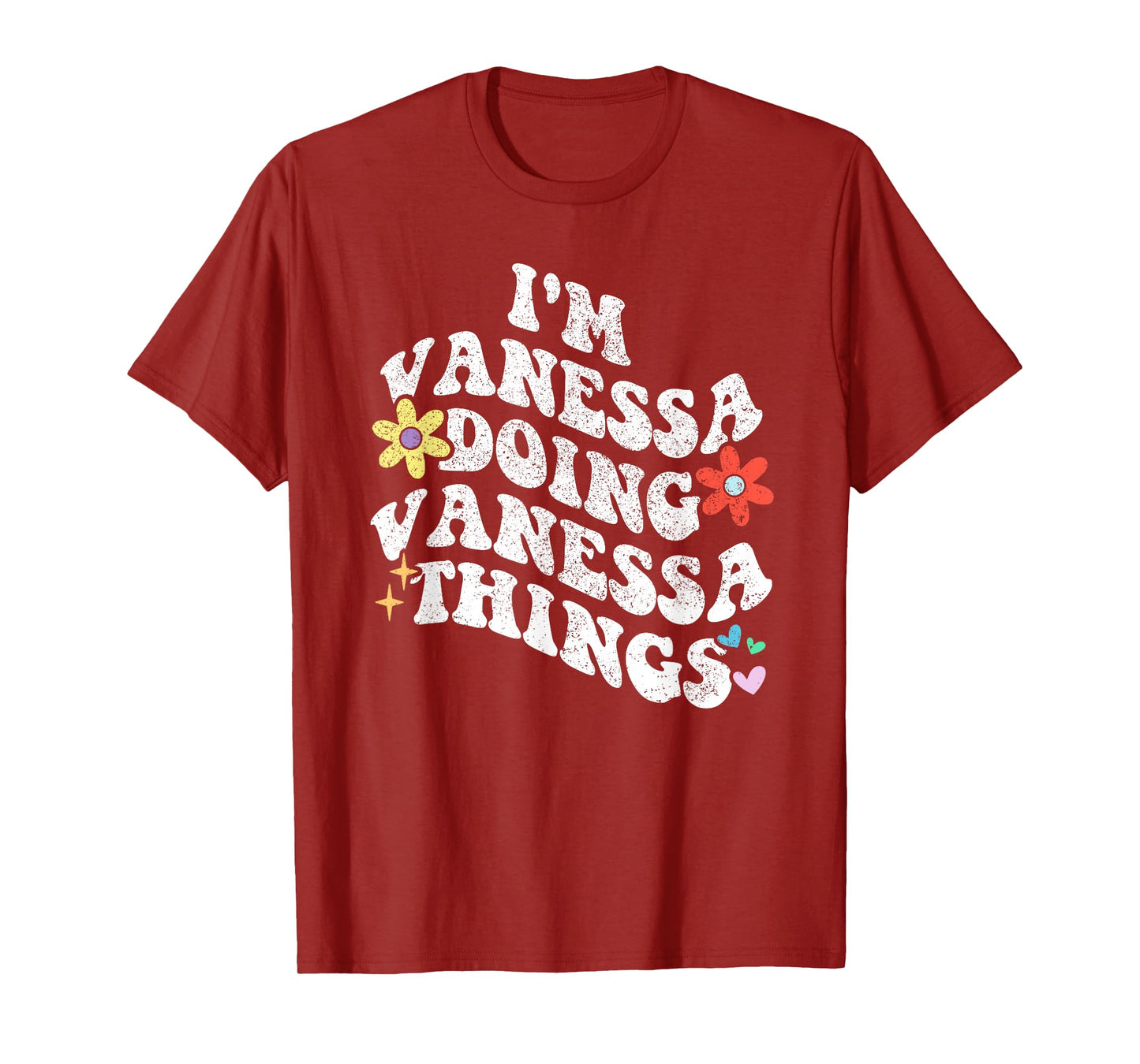 Personalized Name Mothers Day outfit For Women Retro Groovy I'm VANESSA Doing VANESSA Things Funny Mother's T-Shirt