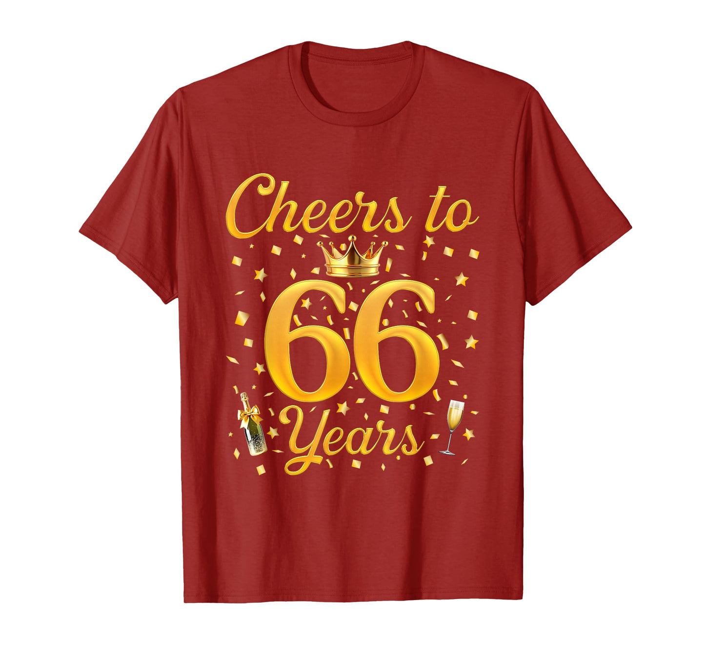Cheers To 66 Year Old Birthday Queen Champagne 66th Birthday T-Shirt