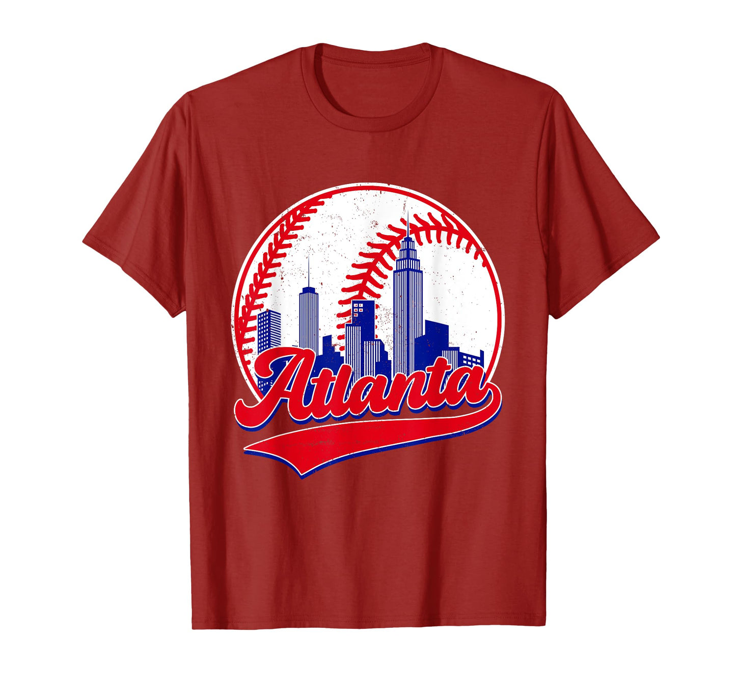 Retro Baseball Player Lover Atlanta Distressed Game Day T-Shirt