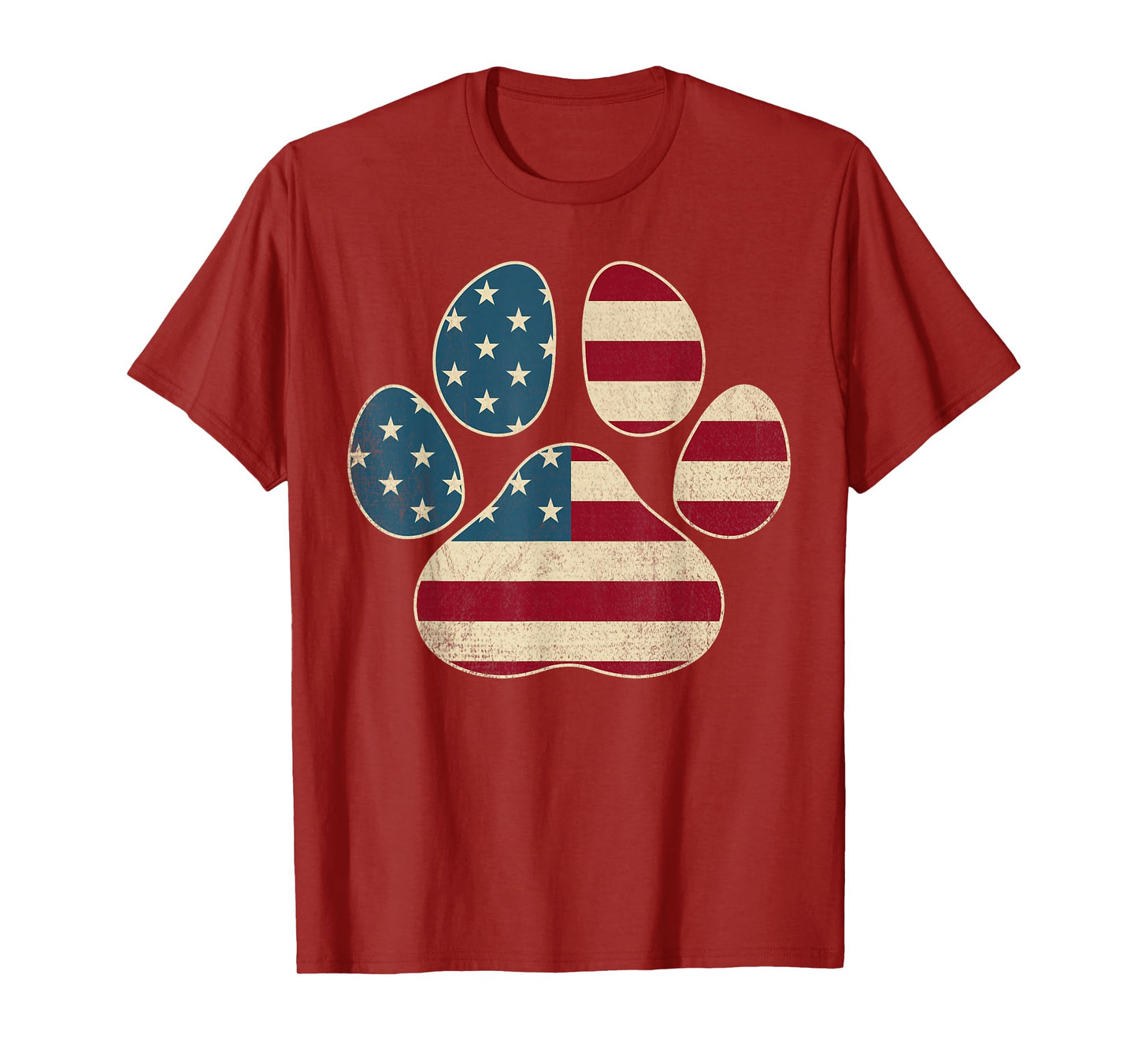 Vintage USA Flag 4th Of July Paw Print Patriotic Dog Lover Women Kids Men T-Shirt