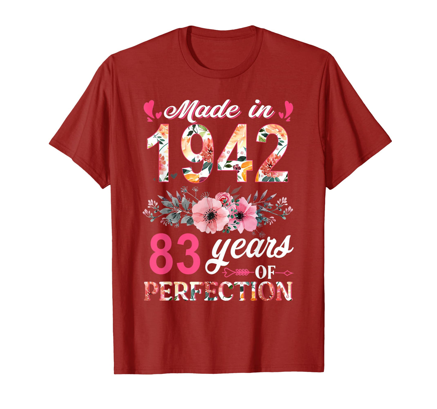Made In 1942 Floral 83 Year Old 83th Birthday Gifts Women T-Shirt
