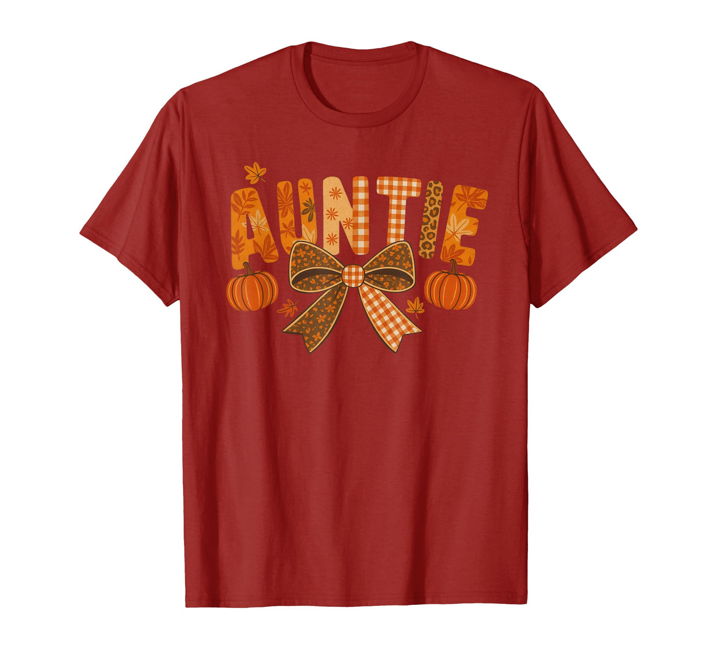 Auntie Pumpkin Fall Coquette Bow Thanksgiving Aunt Women T-Shirt