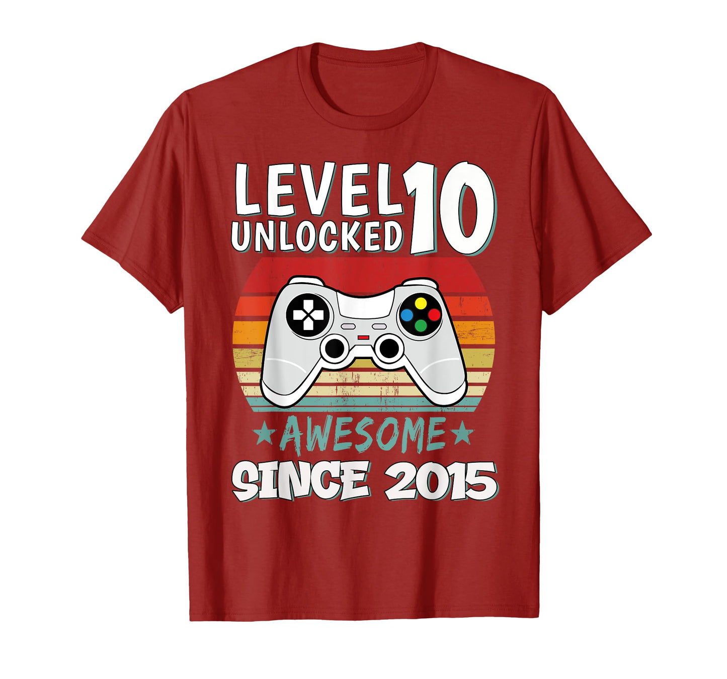 Level 10 Unlocked Awesome Since 2015 10th Birthday Gaming T-Shirt