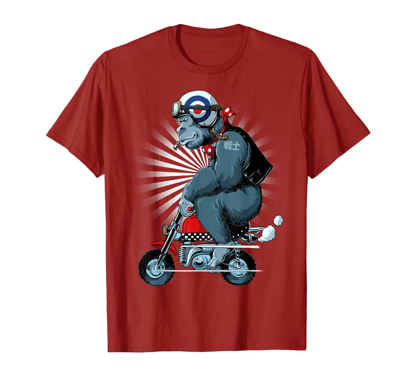 Monkey Bike Gorilla Cartoon Motorbike Design T-Shirt