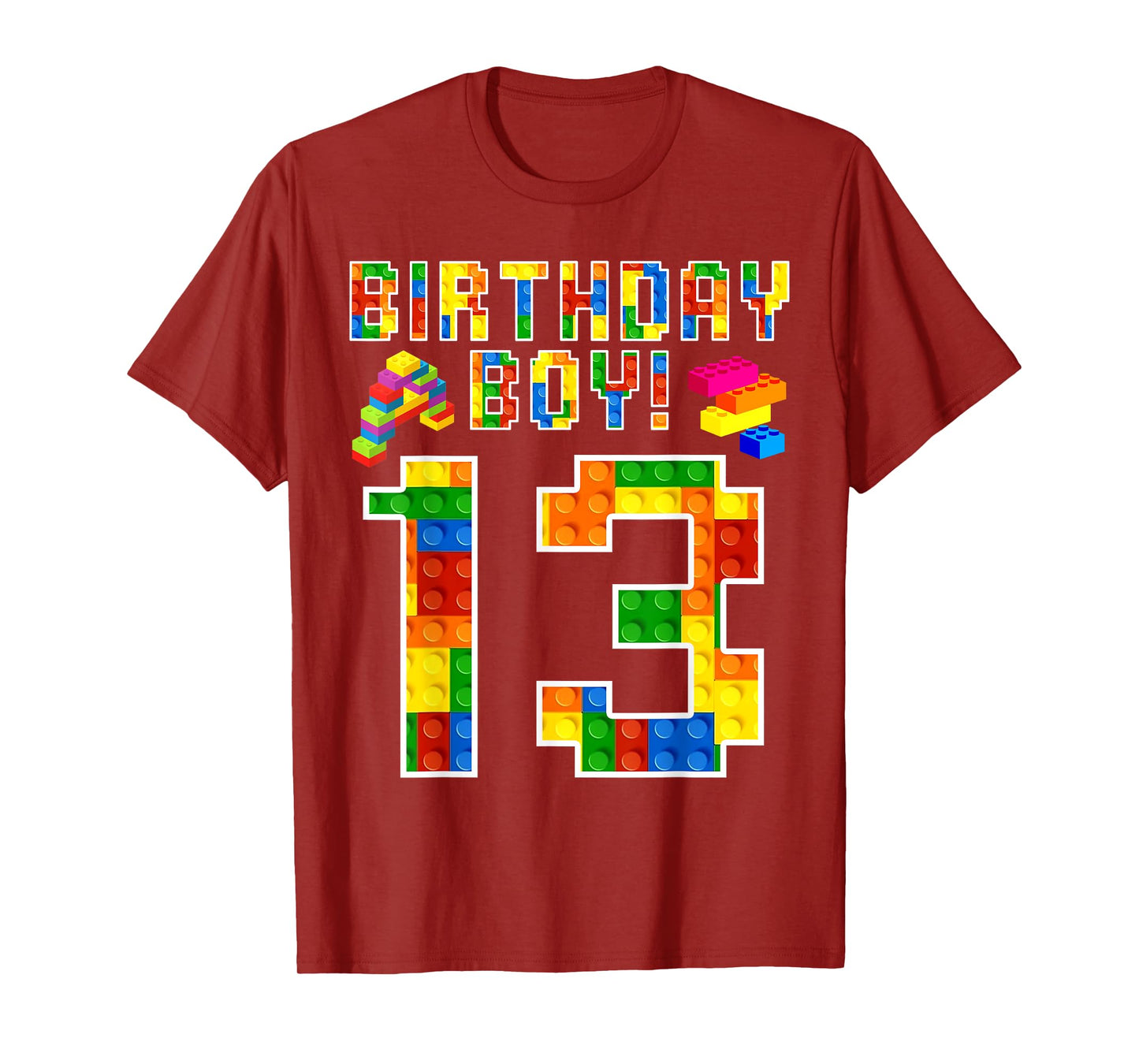 Perfect 13th Birthday 13 Years Old Block Building Boy Kids T-Shirt