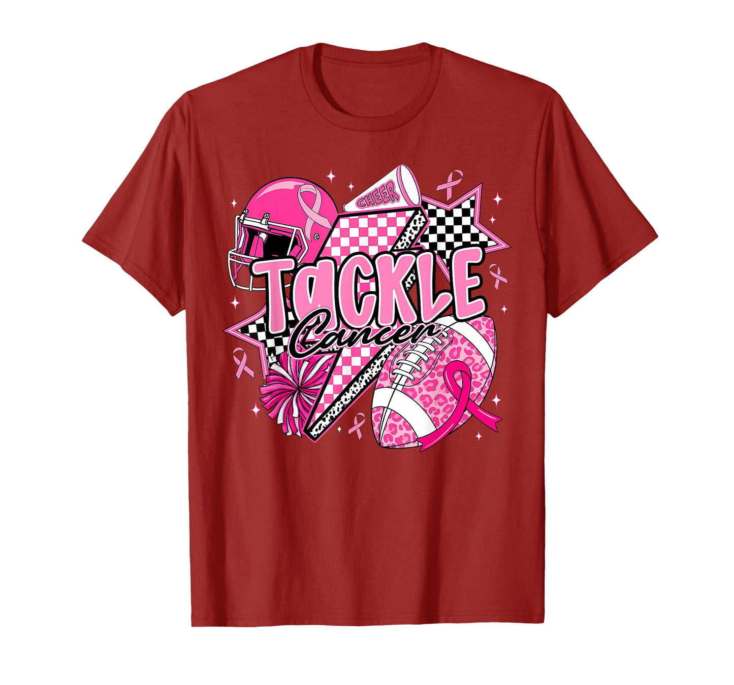 Tackle Breast Cancer Awareness American Football Pink Ribbon T-Shirt