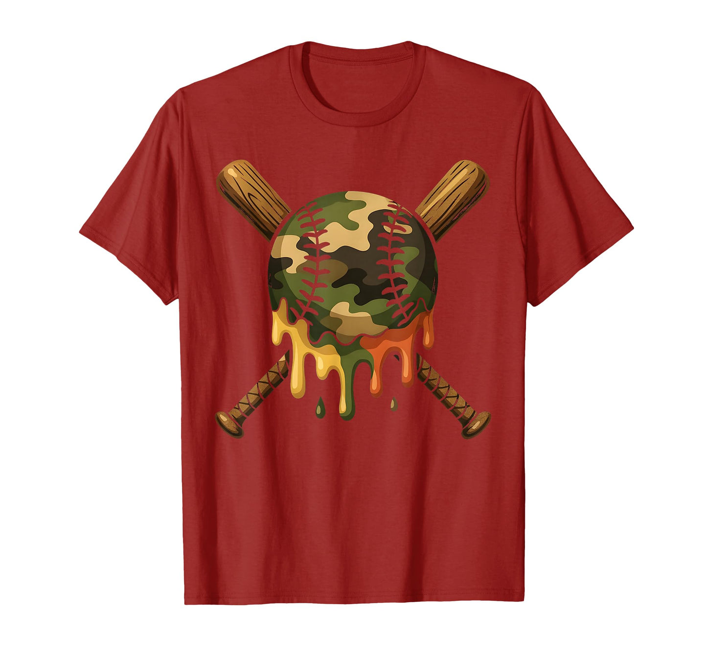 Baseball Drip Camo Baseball Bats Boys Sports Cool Game Day T-Shirt