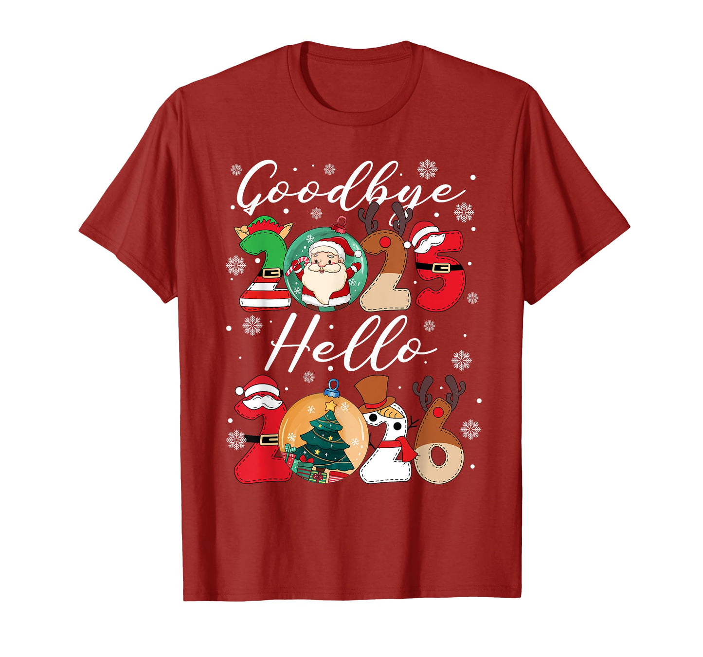 Goodbye 2025 Hello 2026 Happy New Year's Eve Christmas Xmas T-Shirt