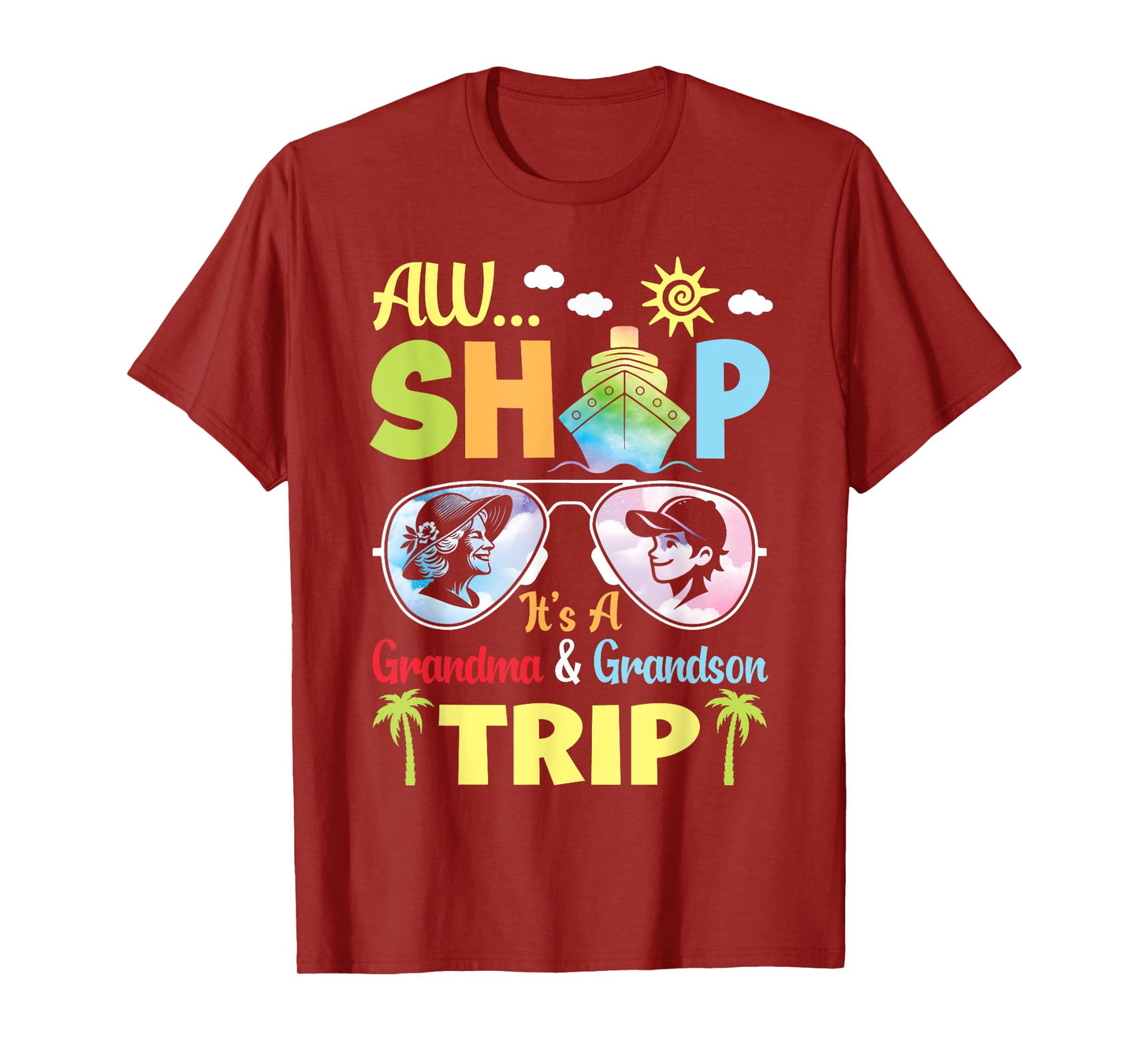AW Cruise Ship It's A Grandma & Grandson Trip Vacation Vibes T-Shirt