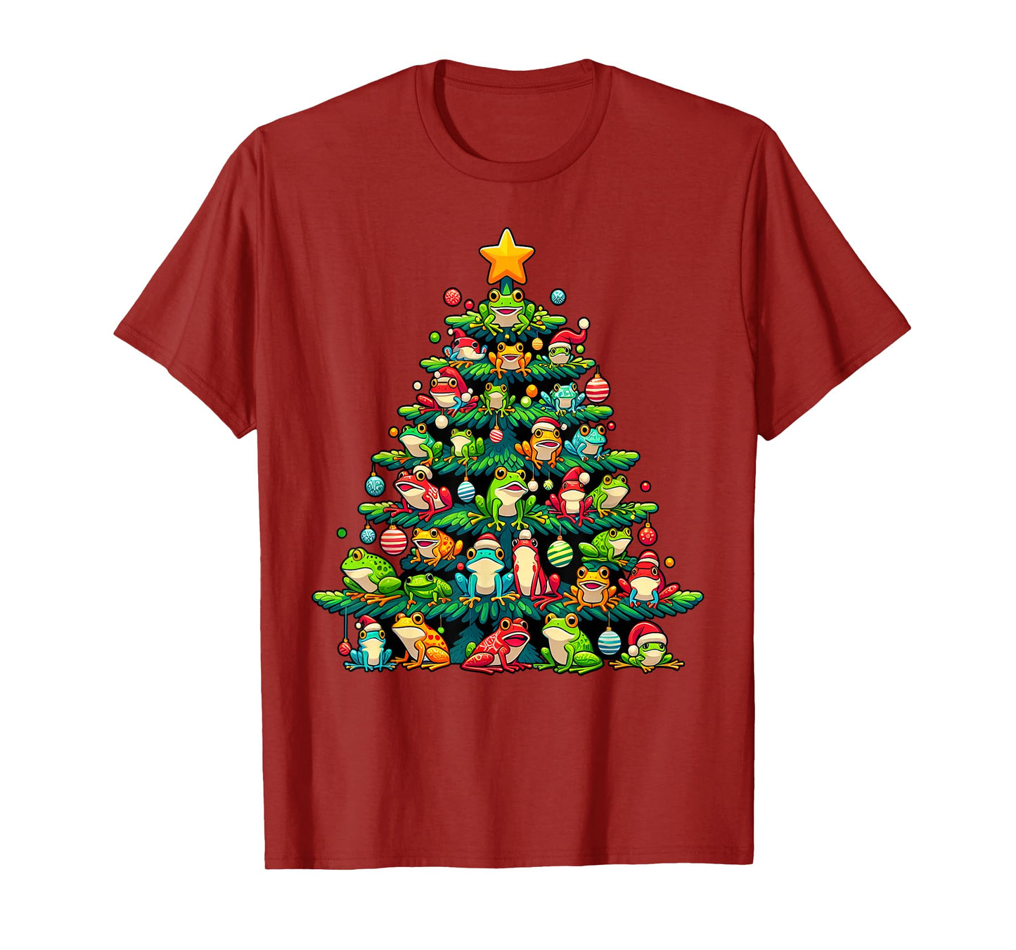 Cute Frog Christmas Tree Funny Xmas Frog Lover Men Women T-Shirt