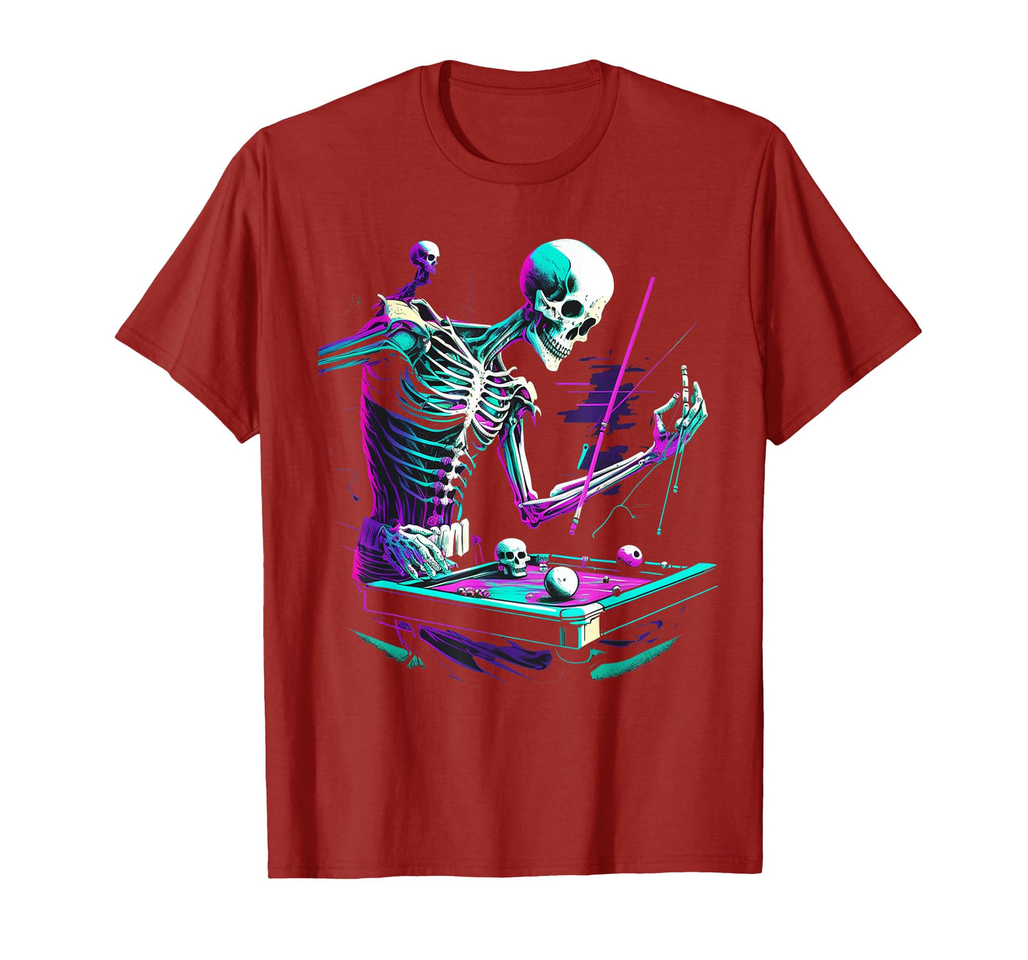 Skeleton Playing Billiard Halloween Costume Sport Pool T-Shirt