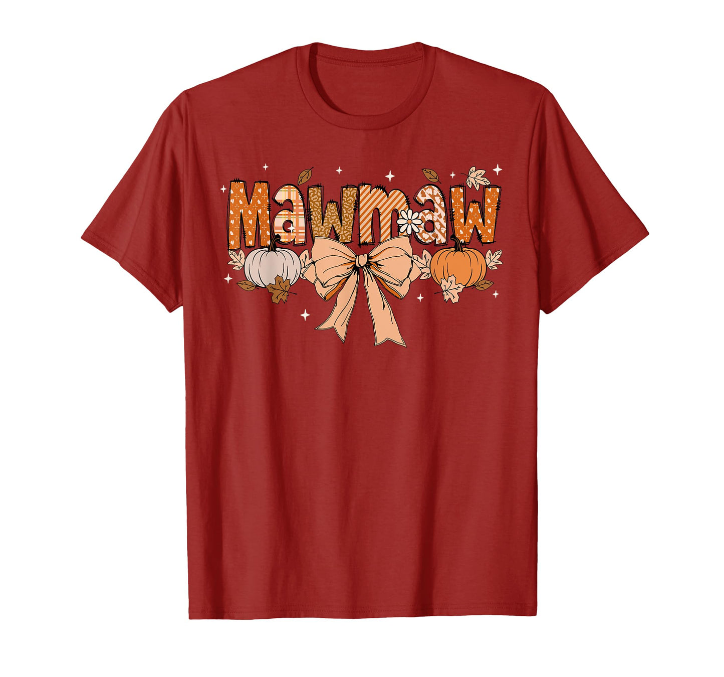 Mawmaw Pumpkin Fall Coquette Bow Thanksgiving Mom Women T-Shirt