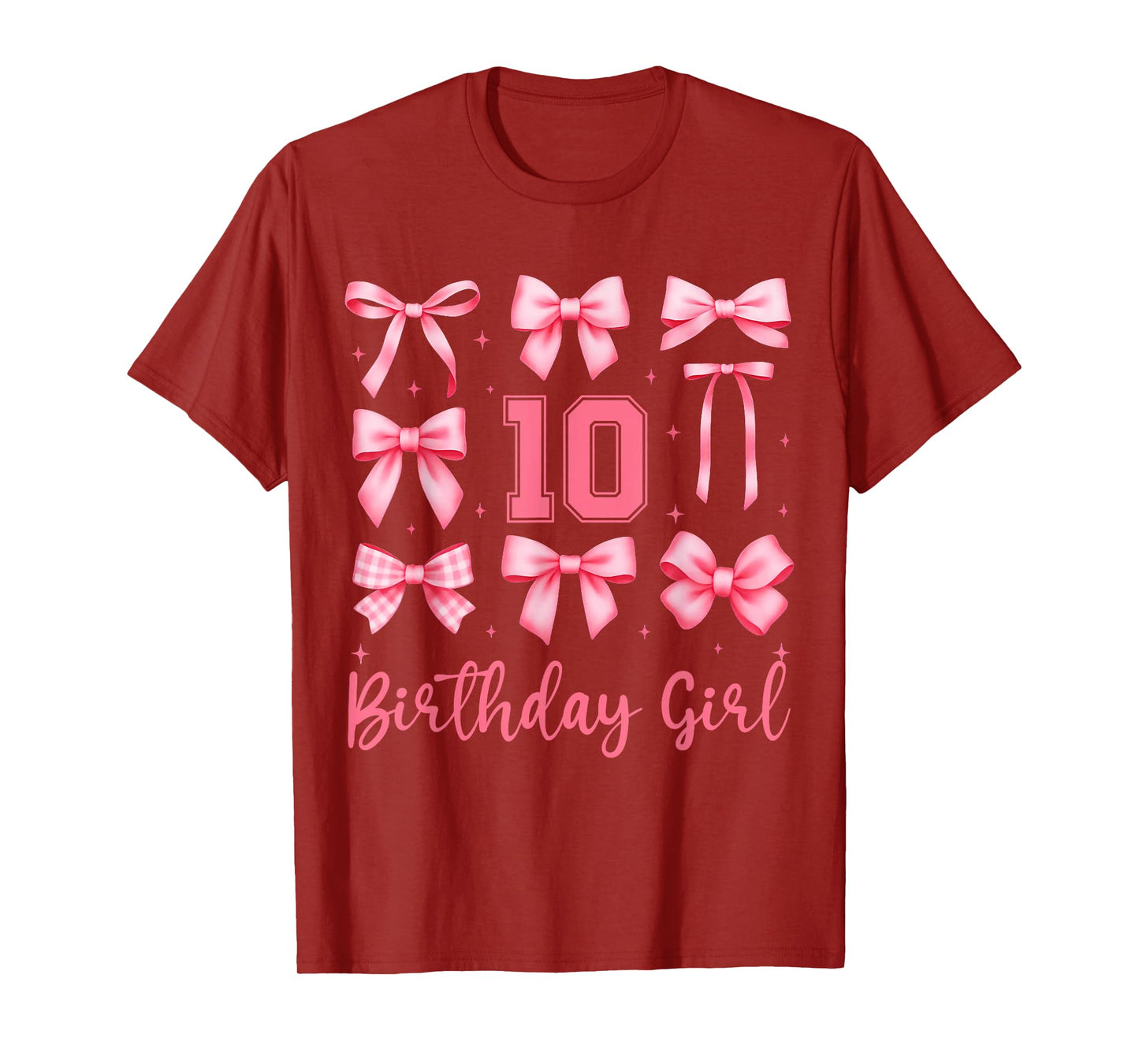 10th Birthday Girl Coquette Pink Bows Double Digits Birthday T-Shirt
