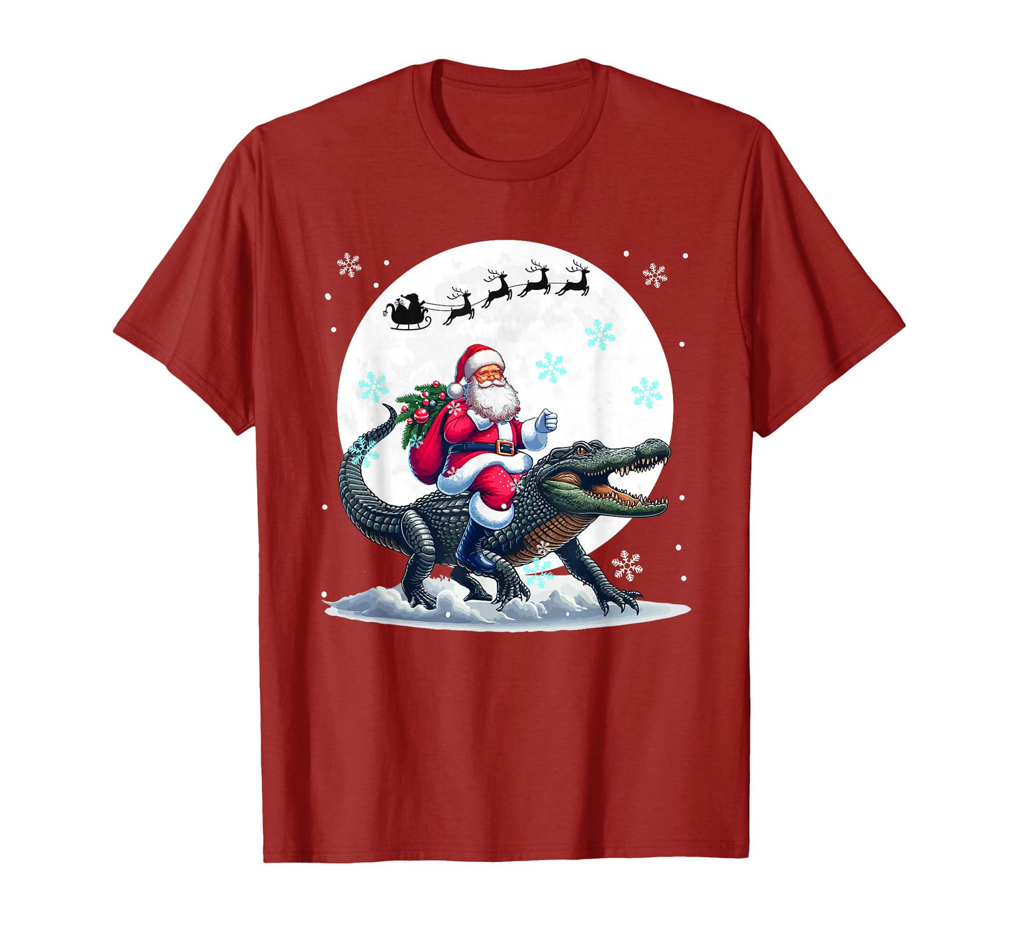 Santa Riding Alligator Christmas Moon Matching Kids Toddler T-Shirt