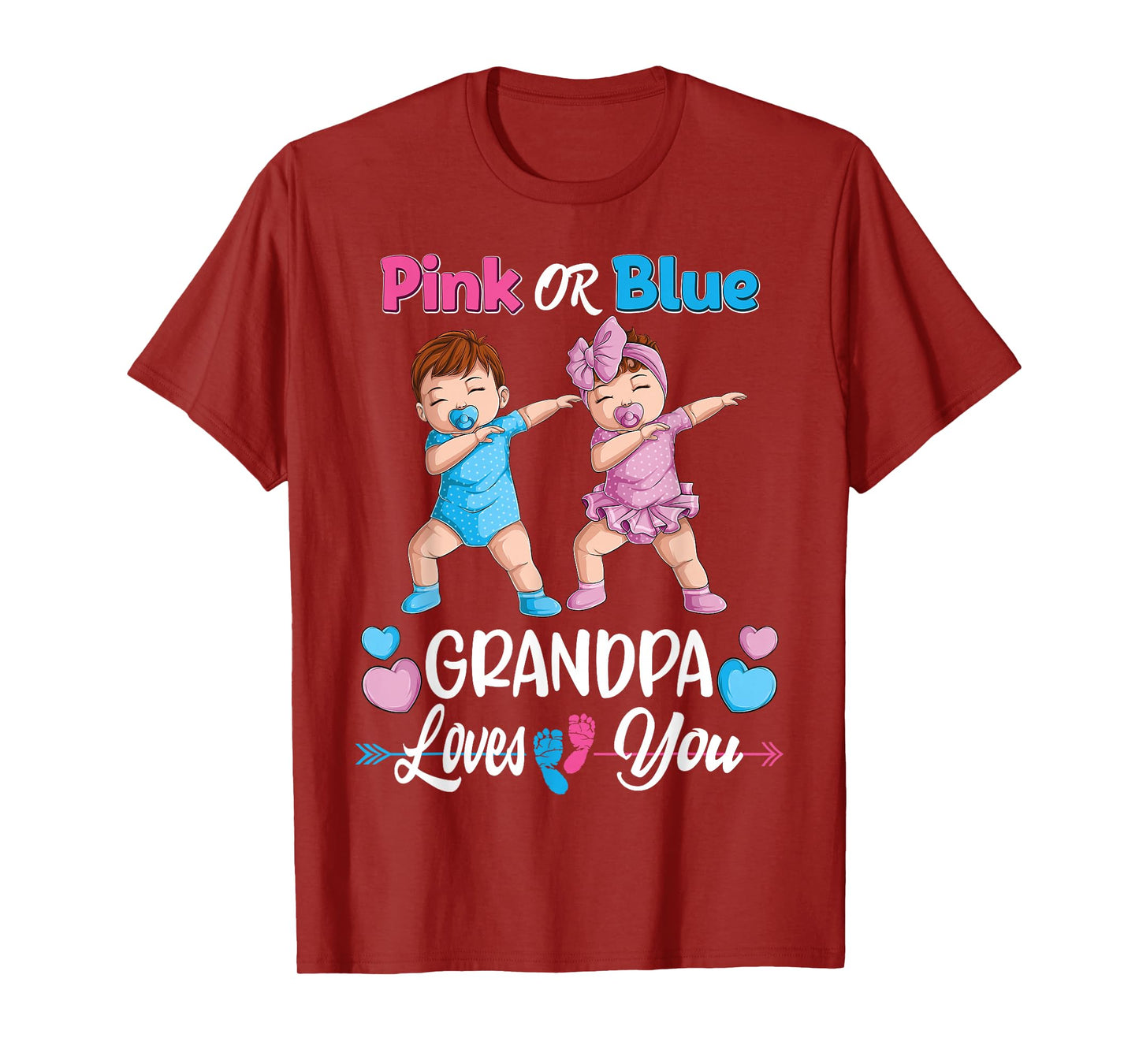 Pink Or Blue Grandpa Loves You Baby Gender Reveal Party Men T-Shirt