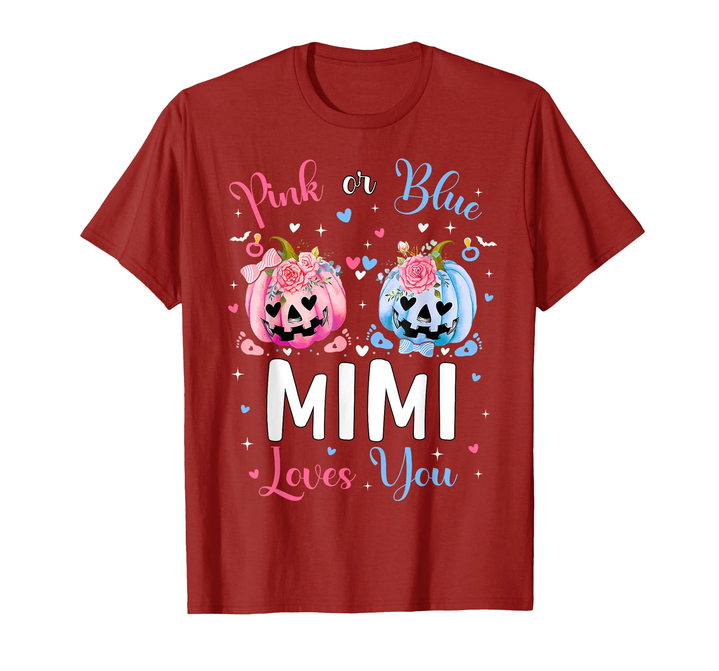 Pink or Blue Mimi Loves You Pumpkin Gender Reveal Party T-Shirt
