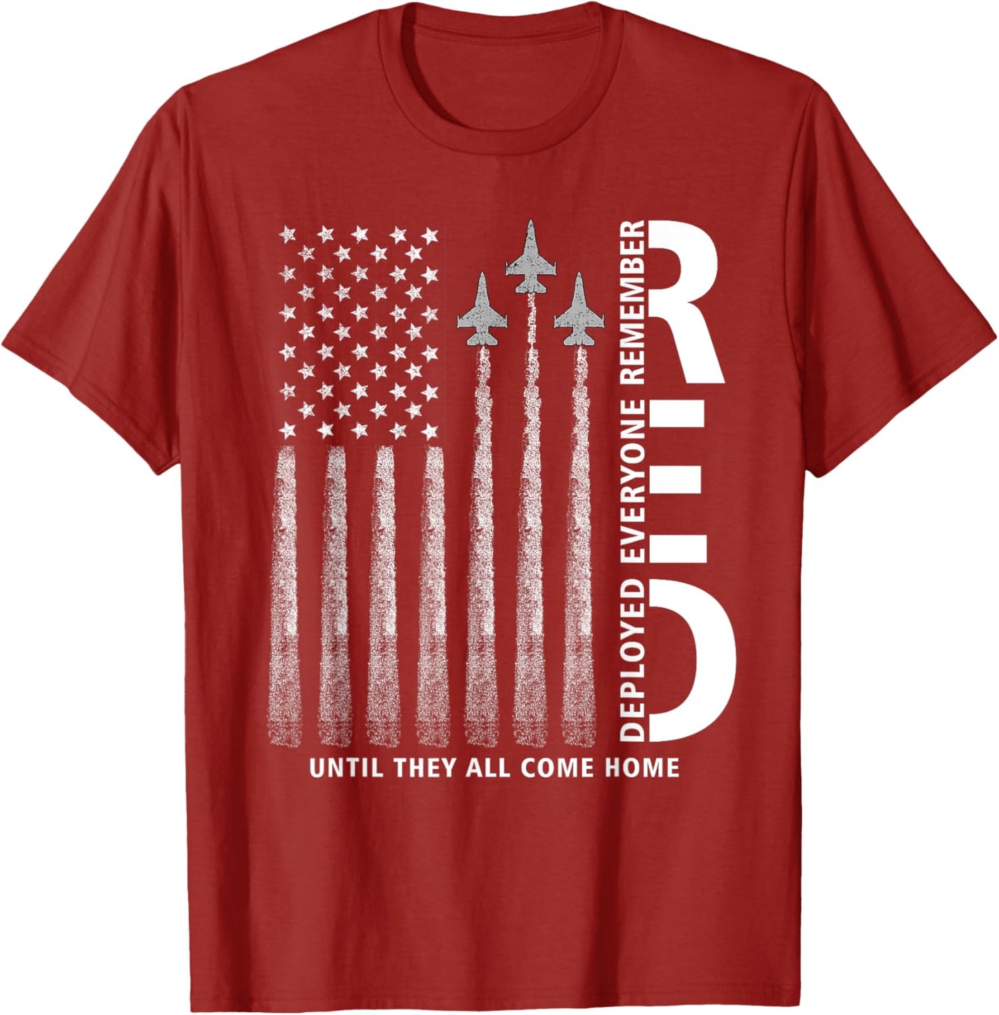 RED Friday Remember Everyone Deployed Military American Flag T-Shirt