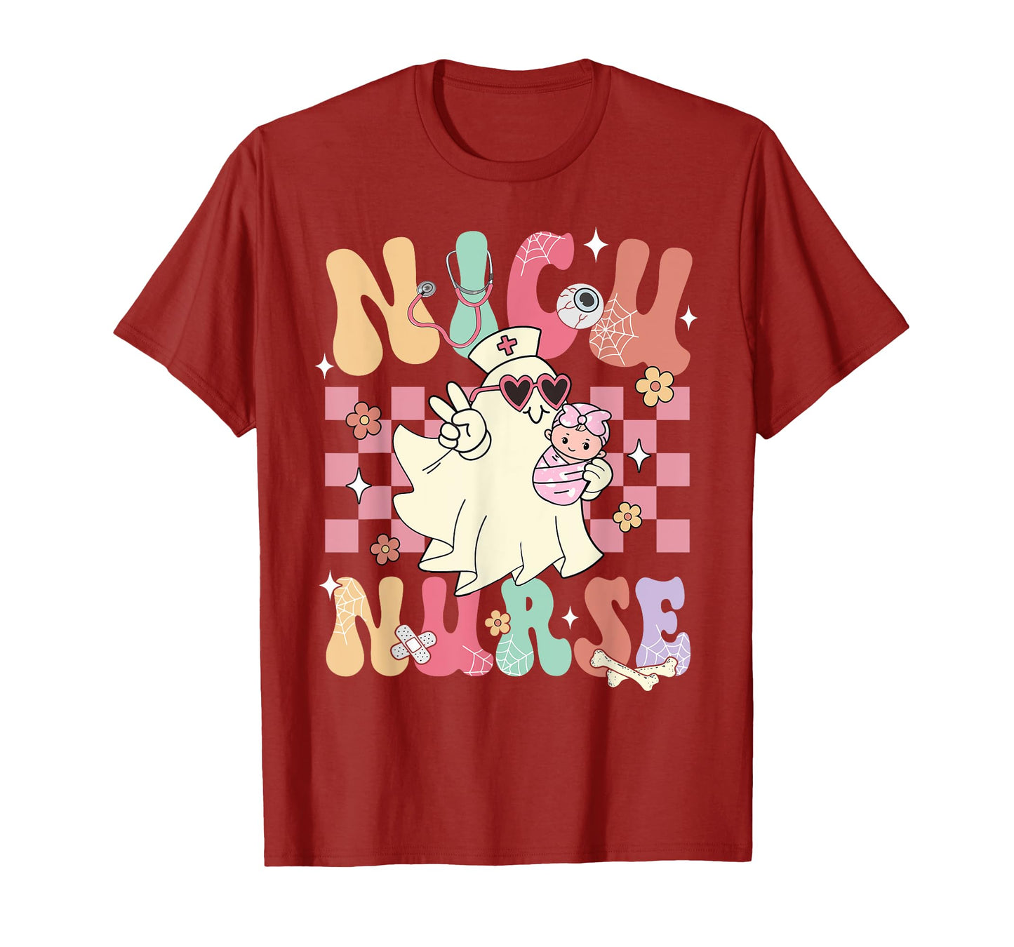 NICU Nurse Spooky Ghost Halloween Cute Nursing Costume T-Shirt