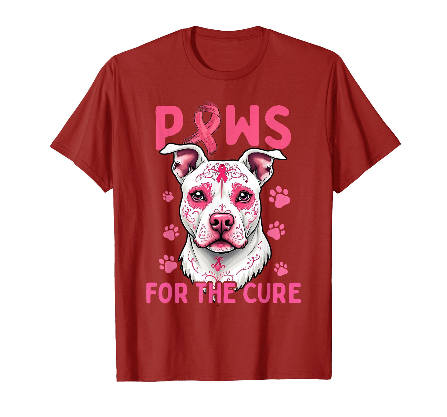 Breast Cancer Awareness Month Paws For The Cure Pitbull T-Shirt