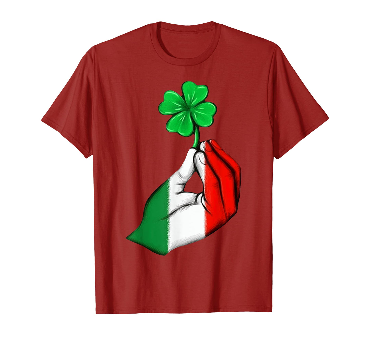Pinched Hand Clover Italian Flag St. Patrick'S Day Shamrock T-Shirt