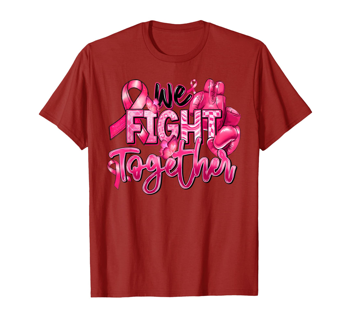 We Fight Together Gloves Boxing Breast Cancer Awareness Pink T-Shirt