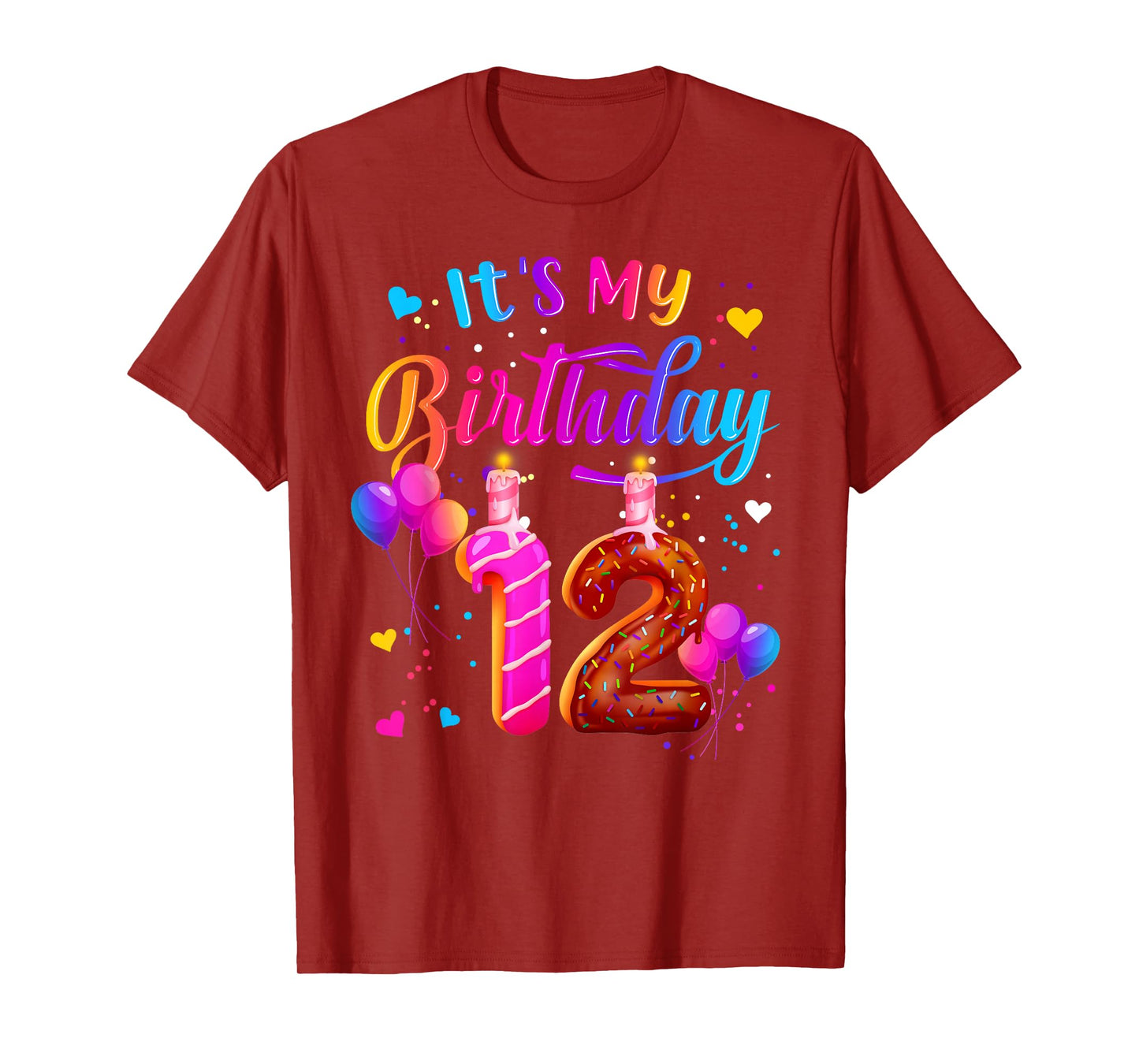 It's My 12th Birthday Doughnut Happy 12 Years Old Girl Kids T-Shirt