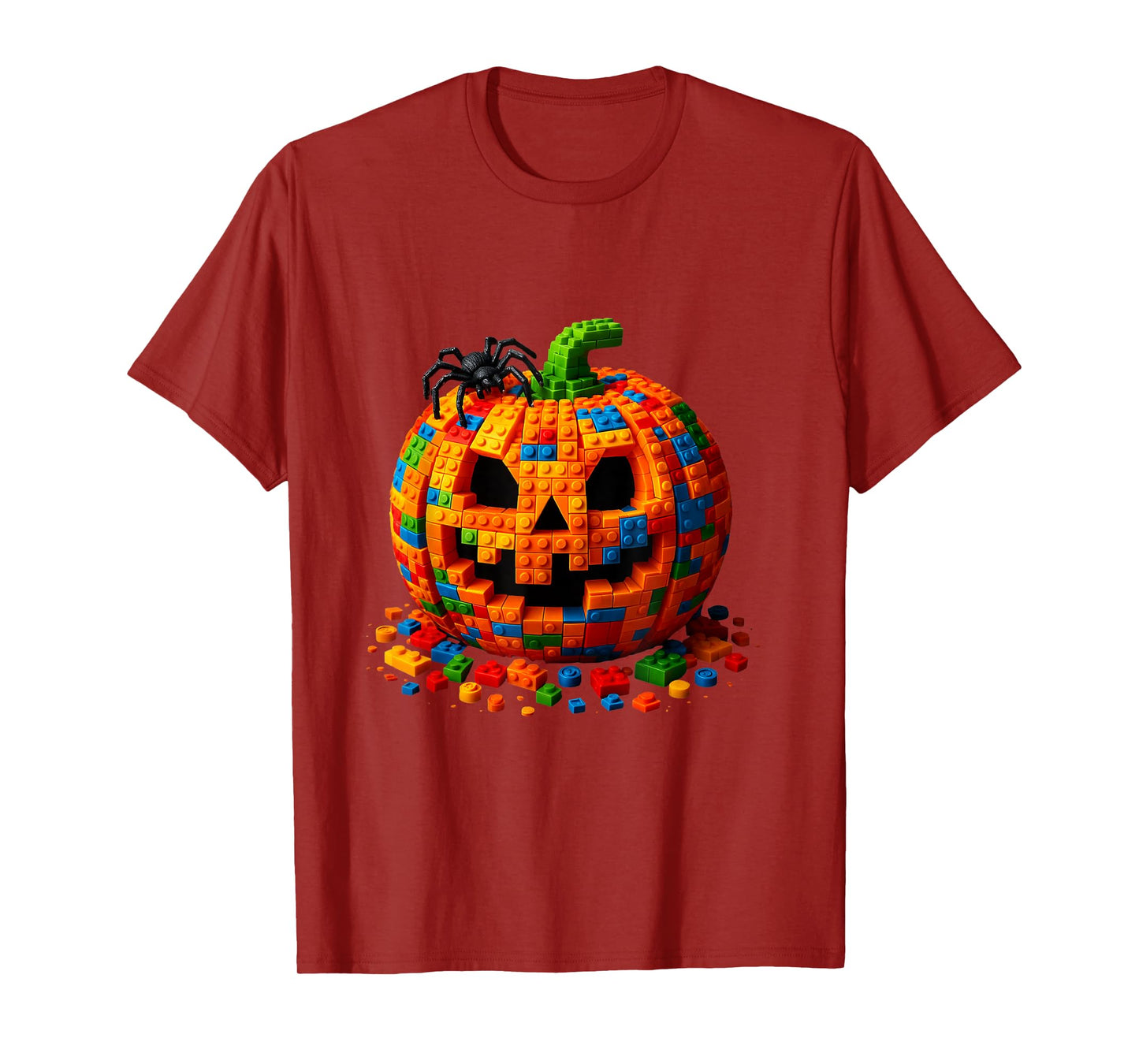 Building Bricks Halloween Pumpkin Master Builder Brick Treat T-Shirt