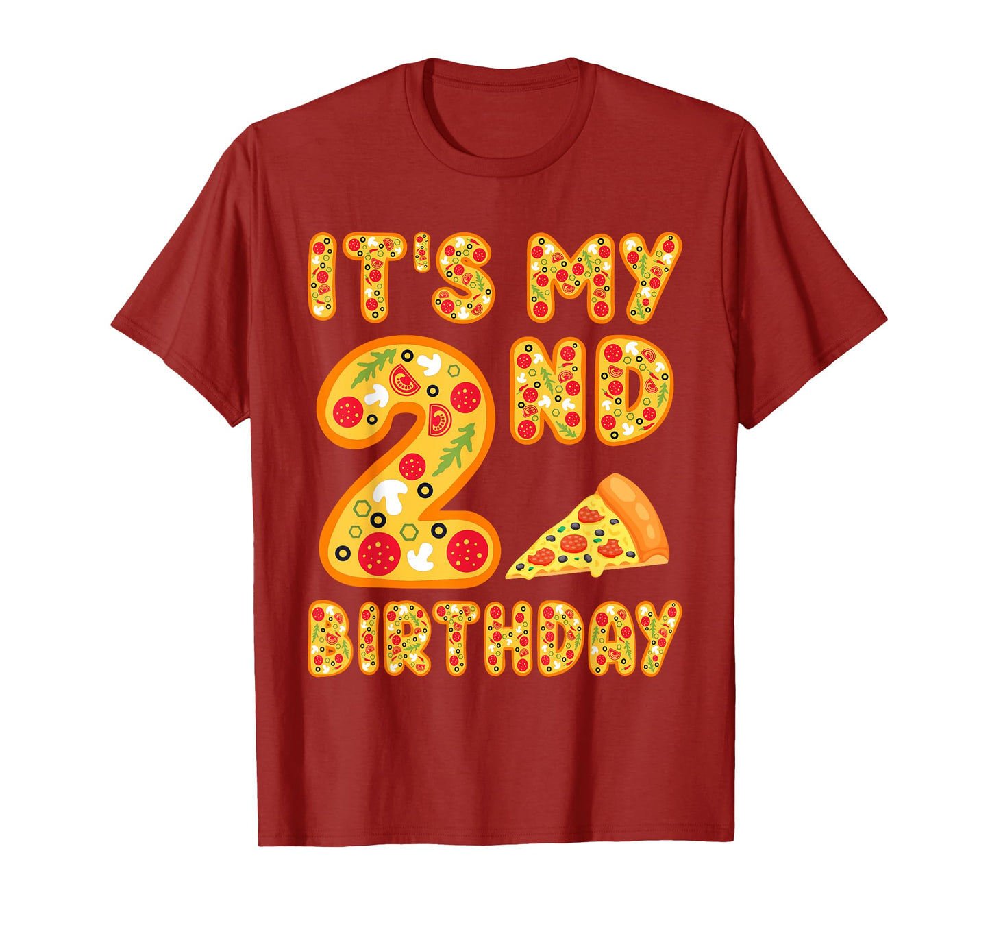 2 Years Old Boys Girls Kids 2nd Birthday Pizza Family T-Shirt