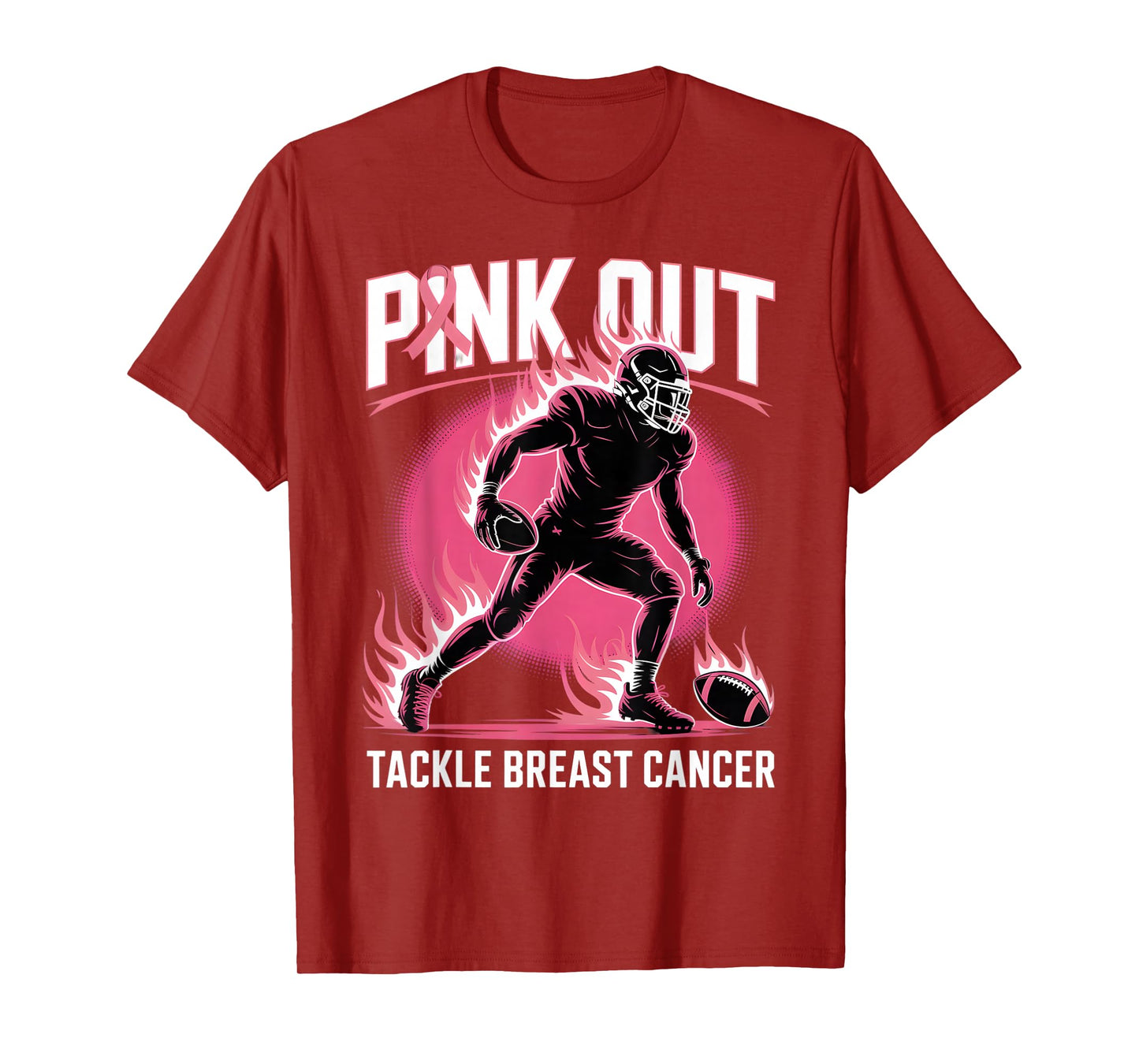 Pink Out Tackle Breast Cancer Team Support American Football T-Shirt
