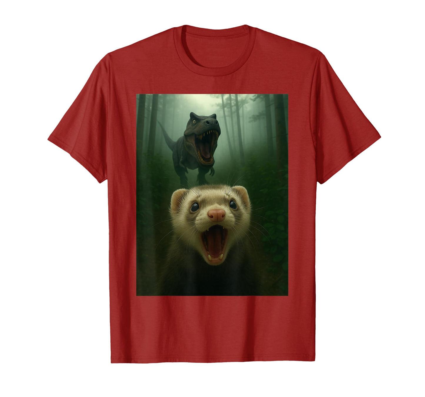 Funny Ferret Selfie with T-Rex Dinosaur Gifts Men Women Kid T-Shirt