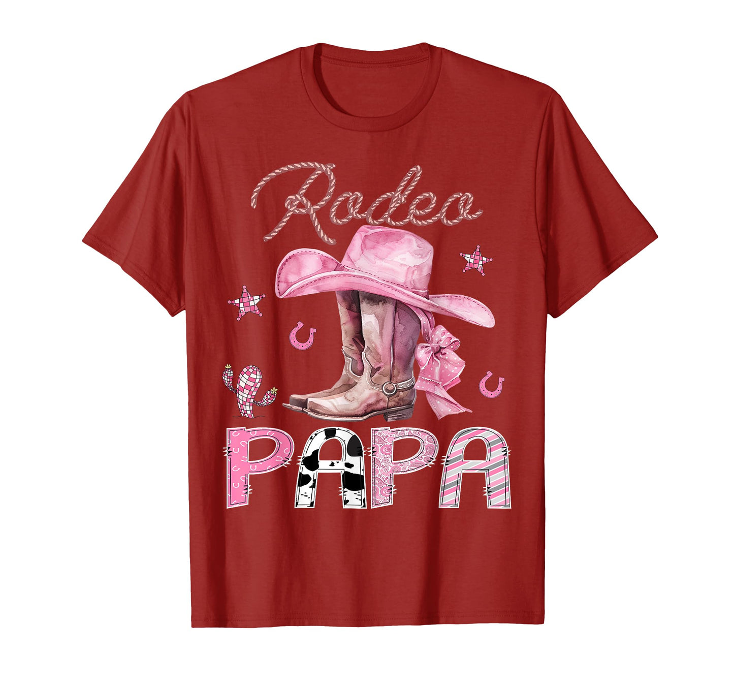 Rodeo Papa Pink Boots Coquette CowGirl Birthday Party T-Shirt