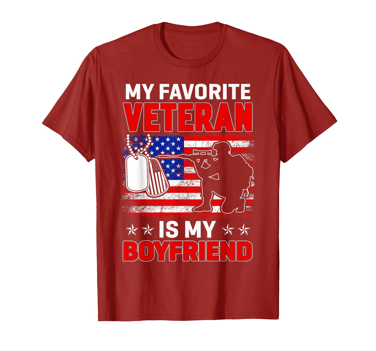 My Favorite Veteran Is My Boyfriend Usa Flag Veterans Day T-Shirt