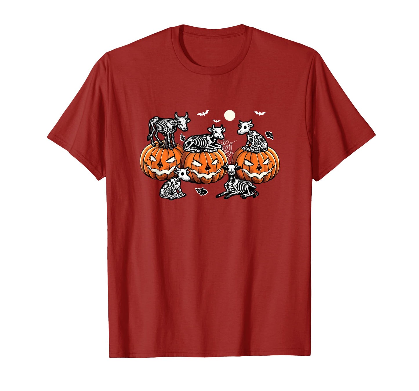 Group Skeleton Cows On Carved Pumpkins Halloween Farmer T-Shirt
