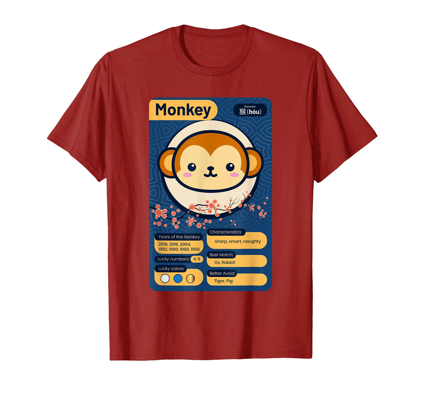 Chinese Zodiac Horoscope Animal Facts Year of the Monkey T-Shirt