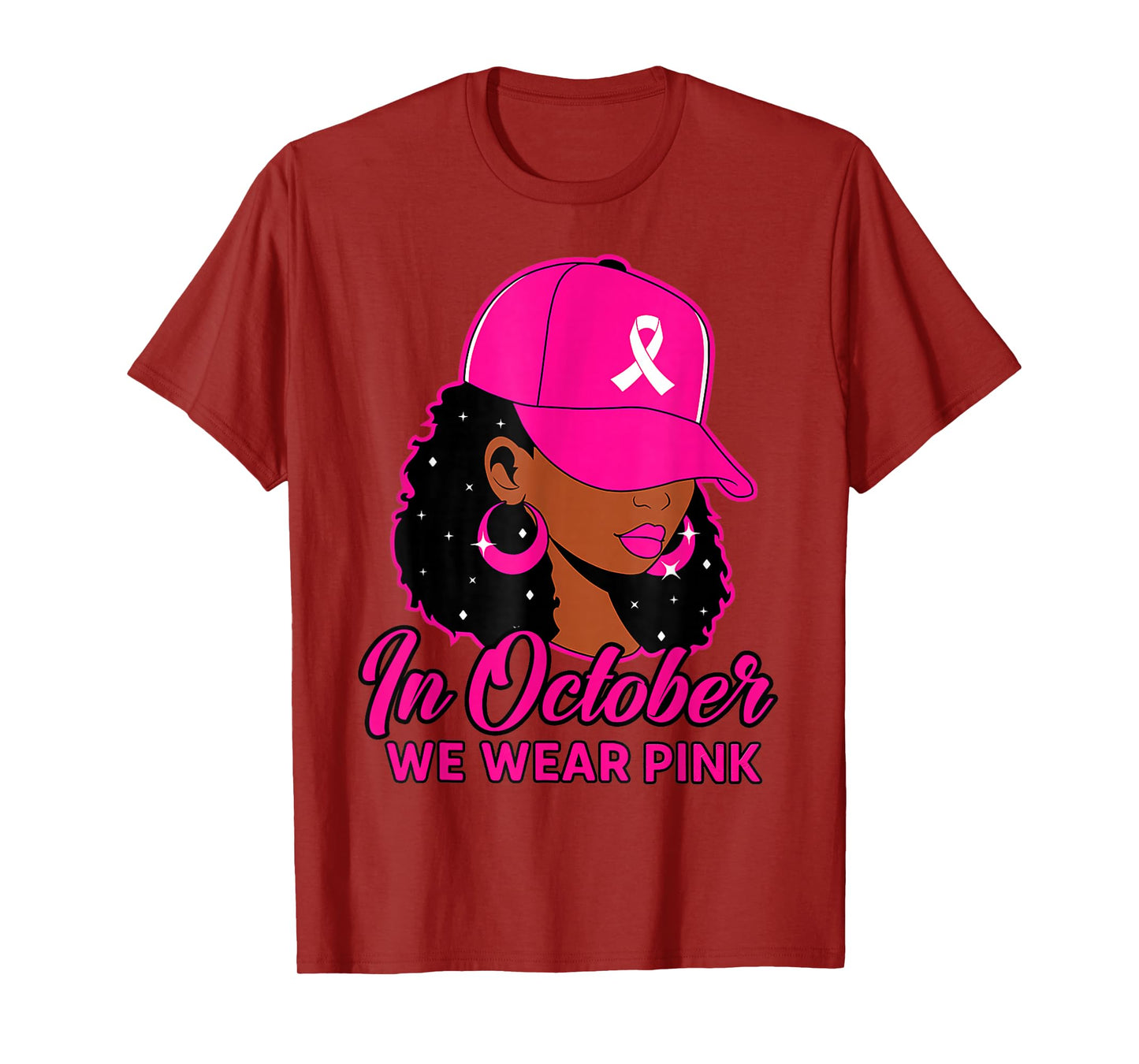 in October We Wear Pink Black Women Breast Cancer Awareness T-Shirt
