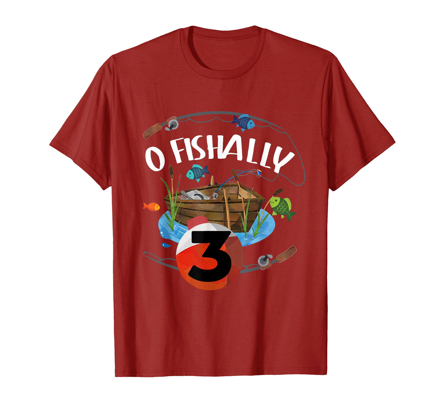 O-Fishally 3 Years Old Fisherman 3rd Birthday Fishing Kids T-Shirt