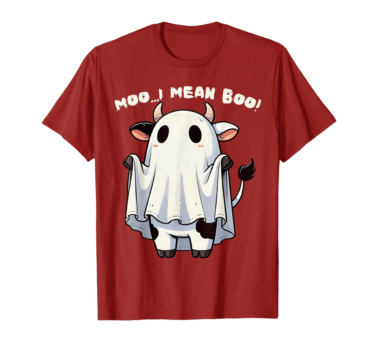 Moo I Mean Boo Funny Cow Ghost Halloween Costume T-Shirt