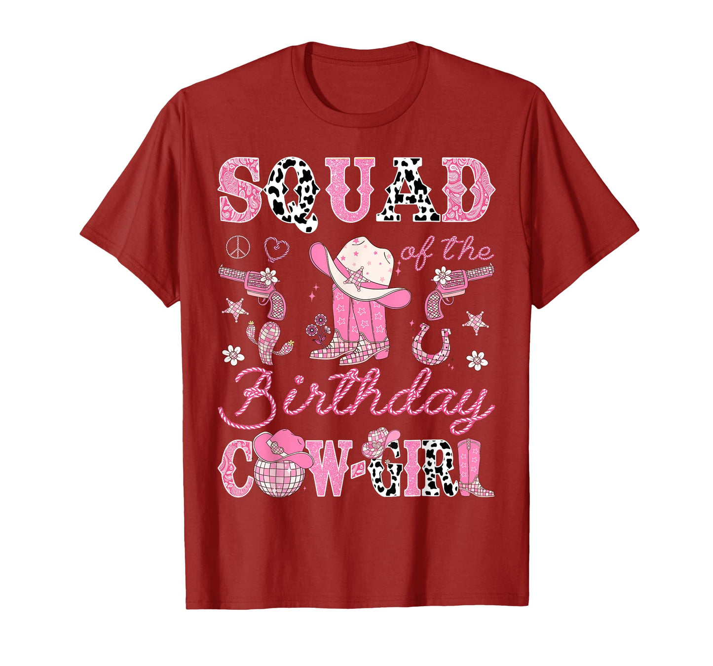 Squad Of The Birthday Cow-Girl Pink Rodeo Western T-Shirt