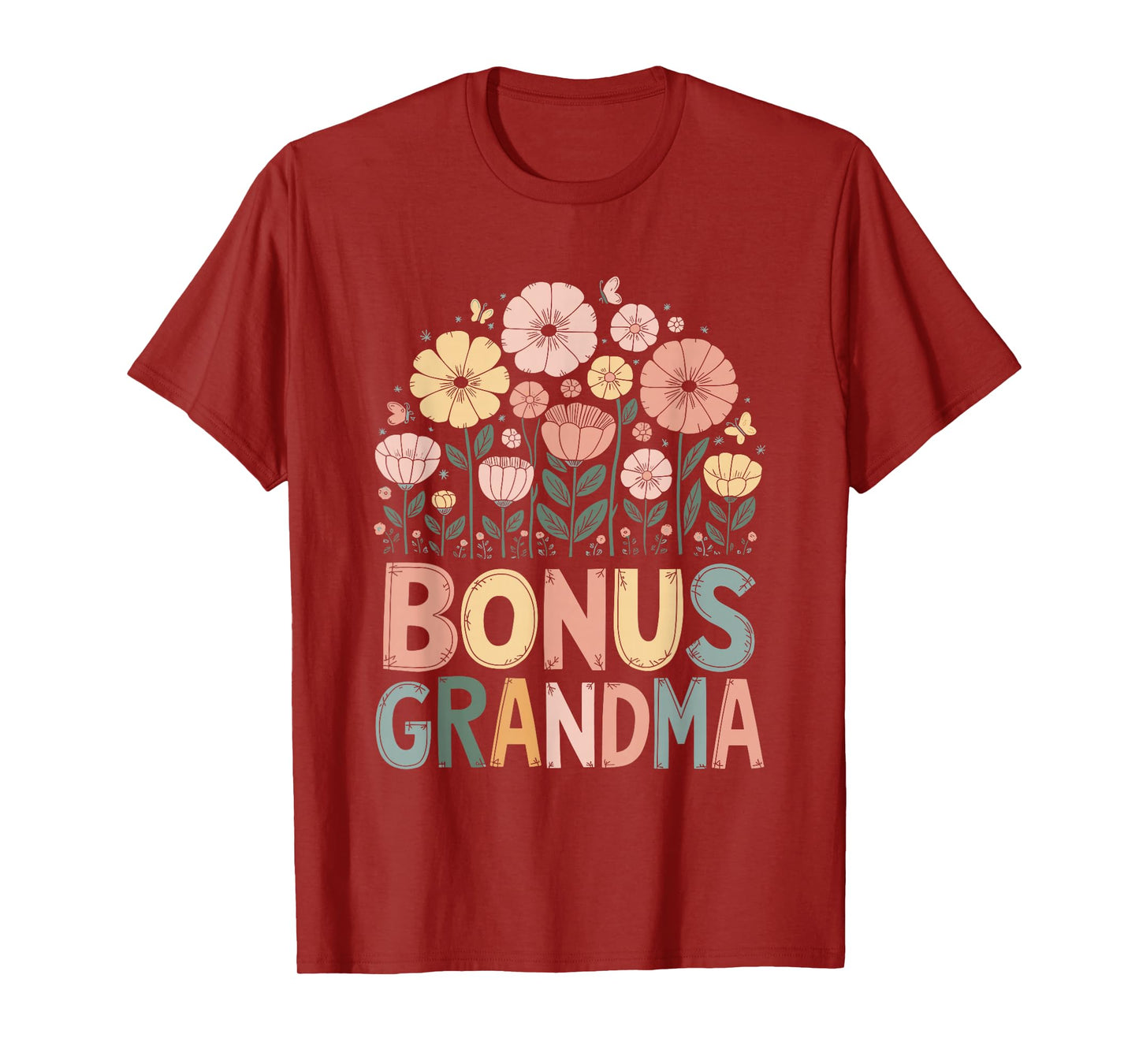 Family Apparel & Accessories For Grandmas Bonus Grandma Floral Lightweight T-Shirt Black Small