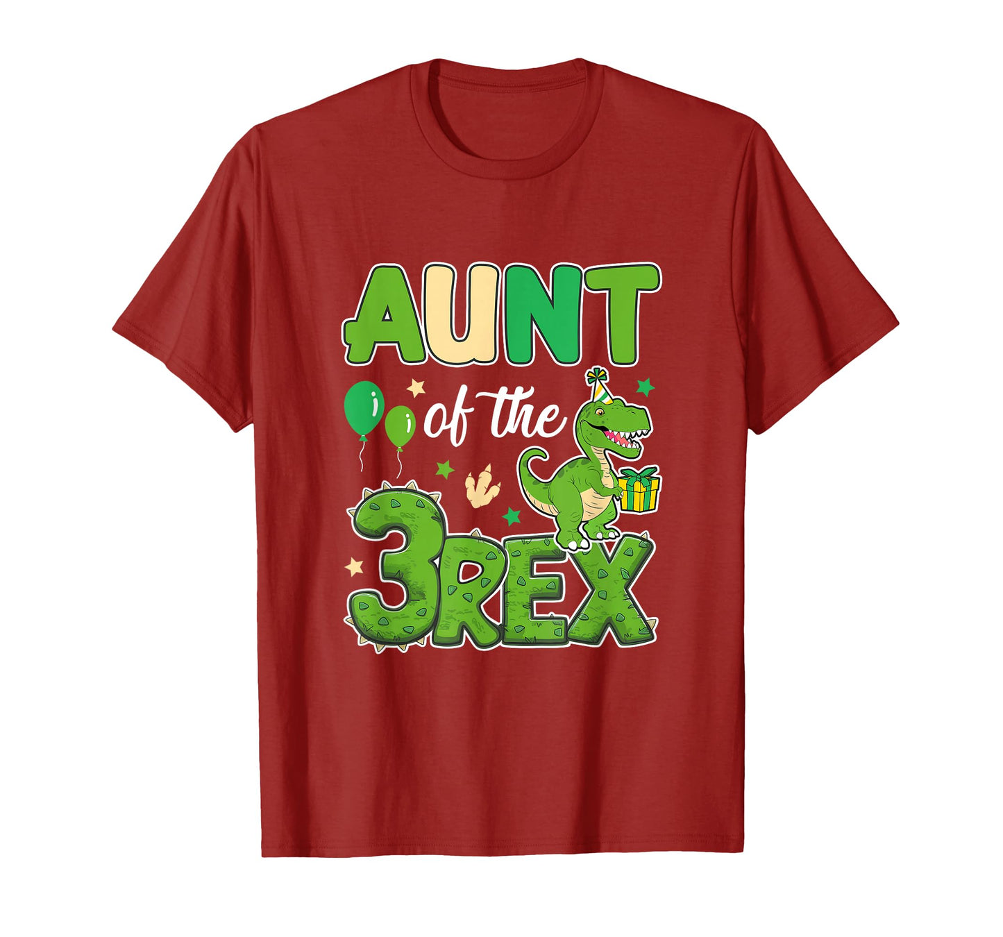 Aunt Of The Three Rex Birthday Dinosaur Family Matching T-Shirt